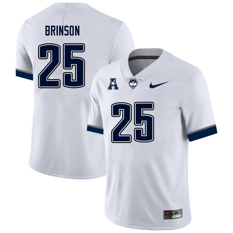 Men #25 D'Mon Brinson Uconn Huskies College Football Jerseys Sale-White - Click Image to Close